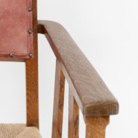 Liberty & Co., An Arts & Crafts Rush Seat Armchair with a Shaped Back - Thumbnail 10