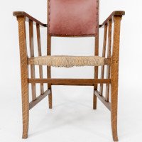 Liberty & Co., An Arts & Crafts Rush Seat Armchair with a Shaped Back - Thumbnail 12
