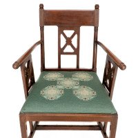 William Birch. An Aesthetic Movement Walnut Armchair with Turned Ball Finials - Thumbnail 6