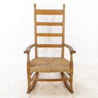 William Birch – Arts and Crafts Light Oak Rocking Chair with Rush Seat - Thumbnail 2