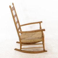 William Birch – Arts and Crafts Light Oak Rocking Chair with Rush Seat - Thumbnail 4