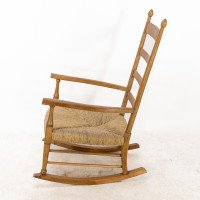 William Birch – Arts and Crafts Light Oak Rocking Chair with Rush Seat - Thumbnail 5