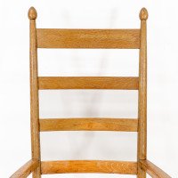 William Birch – Arts and Crafts Light Oak Rocking Chair with Rush Seat - Thumbnail 7