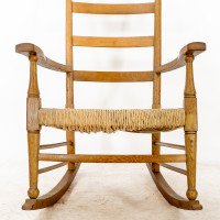 William Birch – Arts and Crafts Light Oak Rocking Chair with Rush Seat - Thumbnail 12