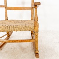 William Birch – Arts and Crafts Light Oak Rocking Chair with Rush Seat - Thumbnail 13