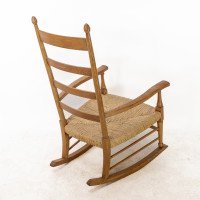 William Birch – Arts and Crafts Light Oak Rocking Chair with Rush Seat - Thumbnail 16