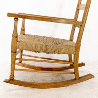 William Birch – Arts and Crafts Light Oak Rocking Chair with Rush Seat - Thumbnail 15
