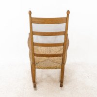 William Birch – Arts and Crafts Light Oak Rocking Chair with Rush Seat - Thumbnail 17