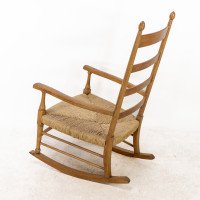 William Birch – Arts and Crafts Light Oak Rocking Chair with Rush Seat - Thumbnail 18