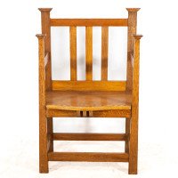 An Arts & Crafts Hall Seat in the Glasgow-Style with Extended Capped Tops - Thumbnail 2