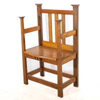 An Arts & Crafts Hall Seat in the Glasgow-Style with Extended Capped Tops - Thumbnail 3