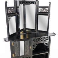 Heals, attributed. An Anglo-Japanese Aesthetic Movement Butterfly Corner Cabinet - Thumbnail 9