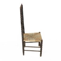 Ernest Gimson. A Rare Cotswold School Ebonised Bobbin Turned Rush Seat Low Chair - Thumbnail 4