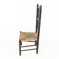 Ernest Gimson. A Rare Cotswold School Ebonised Bobbin Turned Rush Seat Low Chair - Thumbnail 5
