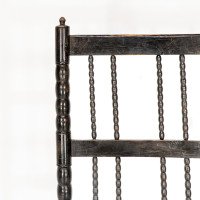 Ernest Gimson. A Rare Cotswold School Ebonised Bobbin Turned Rush Seat Low Chair - Thumbnail 8