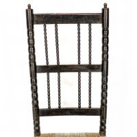 Ernest Gimson. A Rare Cotswold School Ebonised Bobbin Turned Rush Seat Low Chair - Thumbnail 7