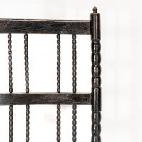 Ernest Gimson. A Rare Cotswold School Ebonised Bobbin Turned Rush Seat Low Chair - Thumbnail 9