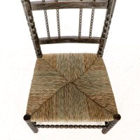 Ernest Gimson. A Rare Cotswold School Ebonised Bobbin Turned Rush Seat Low Chair - Thumbnail 10