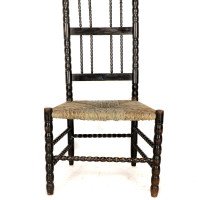 Ernest Gimson. A Rare Cotswold School Ebonised Bobbin Turned Rush Seat Low Chair - Thumbnail 11