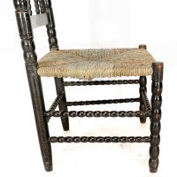 Ernest Gimson. A Rare Cotswold School Ebonised Bobbin Turned Rush Seat Low Chair - Thumbnail 13