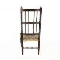 Ernest Gimson. A Rare Cotswold School Ebonised Bobbin Turned Rush Seat Low Chair - Thumbnail 17