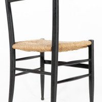 Gio Ponti. Ebonized Ladder Back Rush Seat Side or Desk Chair with Ball Feet - Thumbnail 17