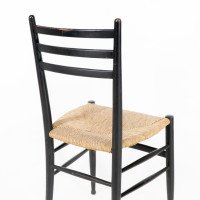Gio Ponti. Ebonized Ladder Back Rush Seat Side or Desk Chair with Ball Feet - Thumbnail 18