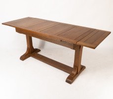 Heals & Son. An Arts & Crafts Narrow Oak Extending Dining Table - Thumbnail 7
