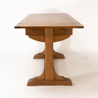 Heals & Son. An Arts & Crafts Narrow Oak Extending Dining Table - Thumbnail 10