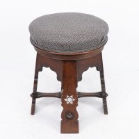 Liberty & Co., attributed. A Rare Moorish Walnut Revolving Stool with Moorish Arches - Thumbnail 6