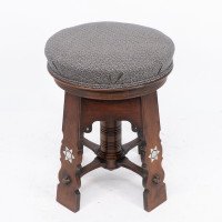 Liberty & Co., attributed. A Rare Moorish Walnut Revolving Stool with Moorish Arches - Thumbnail 7