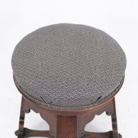 Liberty & Co., attributed. A Rare Moorish Walnut Revolving Stool with Moorish Arches - Thumbnail 12