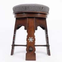 Liberty & Co., attributed. A Rare Moorish Walnut Revolving Stool with Moorish Arches - Thumbnail 13