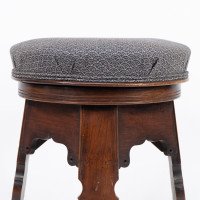 Liberty & Co., attributed. A Rare Moorish Walnut Revolving Stool with Moorish Arches - Thumbnail 14