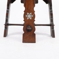 Liberty & Co., attributed. A Rare Moorish Walnut Revolving Stool with Moorish Arches - Thumbnail 16