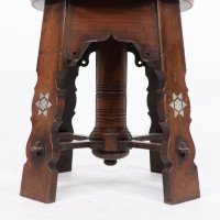 Liberty & Co., attributed. A Rare Moorish Walnut Revolving Stool with Moorish Arches - Thumbnail 17