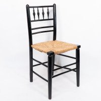 Philip Webb, attributed. Morris & Co., Aesthetic Movement Pair Rush Seat Sussex Chairs - Thumbnail 2