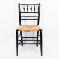 Philip Webb, attributed. Morris & Co., Aesthetic Movement Pair Rush Seat Sussex Chairs - Thumbnail 3