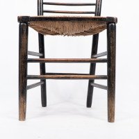 Philip Webb, attributed. Morris & Co., Aesthetic Movement Original Rush Seat Sussex Chair - Thumbnail 15