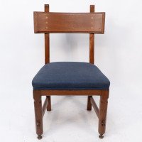 E. W. Pugin. A Walnut Side Chair with Curvaceous Back Rest with Oak Pegs - Thumbnail 2