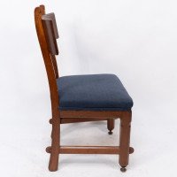E. W. Pugin. A Walnut Side Chair with Curvaceous Back Rest with Oak Pegs - Thumbnail 4