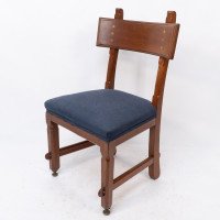 E. W. Pugin. A Walnut Side Chair with Curvaceous Back Rest with Oak Pegs - Thumbnail 3
