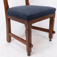 E. W. Pugin. A Walnut Side Chair with Curvaceous Back Rest with Oak Pegs - Thumbnail 12