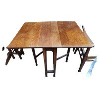 Arts & Crafts Oak Drop Leaf Pembroke Dining Table with Wild Grain to the Top - Thumbnail 2