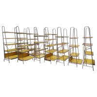 Stylish Mid Century Chrome on Steel Shop Shelving with Braced Back Supports - Thumbnail 1