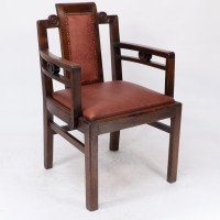 Sir Frank Brangwyn, attributed. Pair of Arts & Crafts Mahogany Armchairs Chinese Style - Thumbnail 3