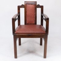 Sir Frank Brangwyn, attributed. Pair of Arts & Crafts Mahogany Armchairs Chinese Style - Thumbnail 4
