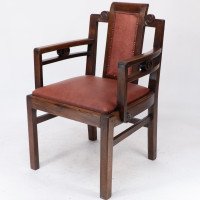 Sir Frank Brangwyn, attributed. Pair of Arts & Crafts Mahogany Armchairs Chinese Style - Thumbnail 5