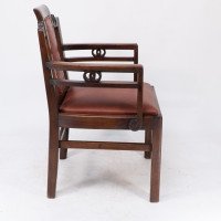 Sir Frank Brangwyn, attributed. Pair of Arts & Crafts Mahogany Armchairs Chinese Style - Thumbnail 6