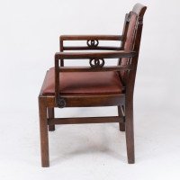 Sir Frank Brangwyn, attributed. Pair of Arts & Crafts Mahogany Armchairs Chinese Style - Thumbnail 7